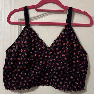 Torrid Black and Pink Patterned Lace Bralette